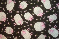 One yd Richlin Cotton Fabric Sheep Flock Toss black Quilt Craft 44″ x 36″ BTY