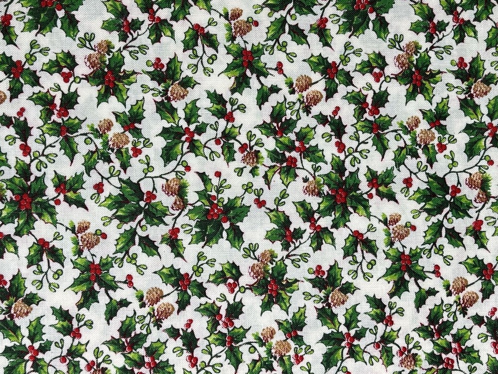 VIP Cranston Holly Berry & Acorns Christmas Fabric 18″ x 44″ (1/2 Yard) Cotton