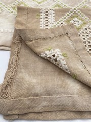 Vintage Cotton Fabric Bundle 5.5 Yards Leaf Floral Table Linen Sewing Lot