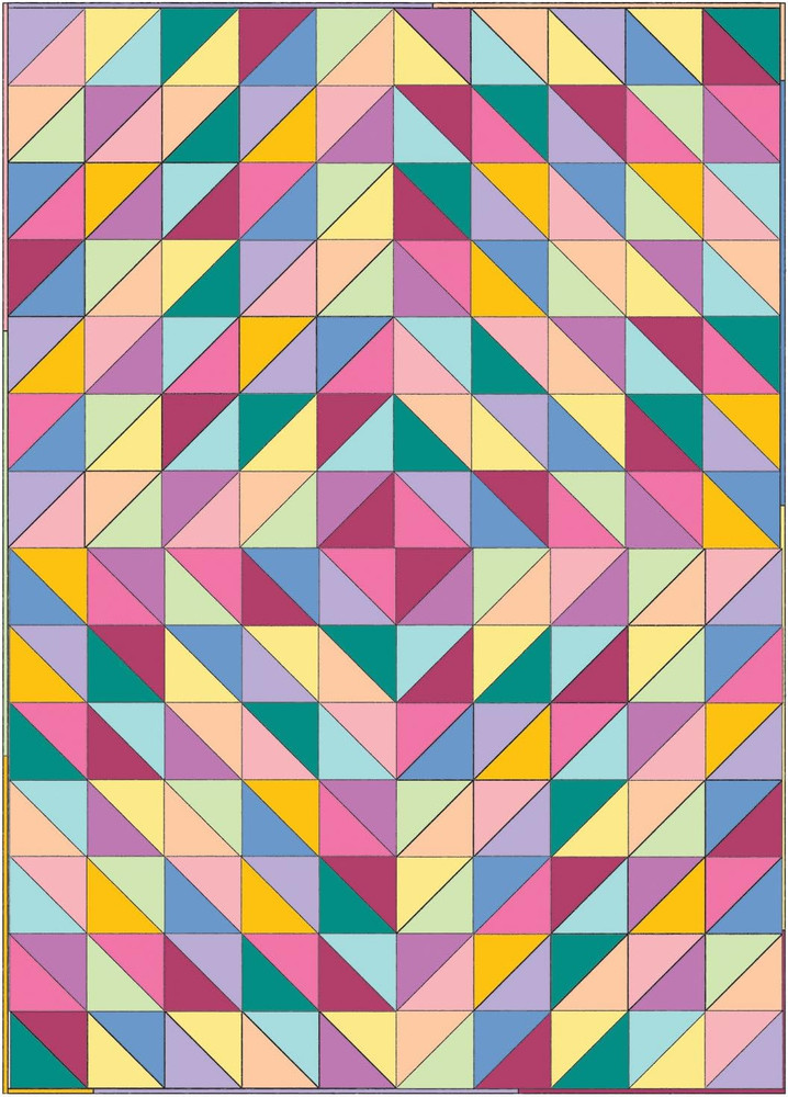 Beginner Lap Throw Quilt Kit 40.5X56.5 Inch Halfsquare Triangle Rainbow