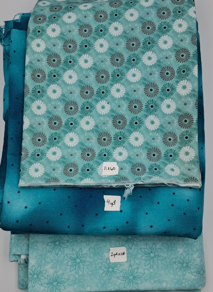 10yd+ Quilt Cotton Sewing Fabric By Quilting Treasures Aqua Teal