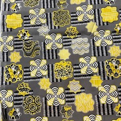 Fabric Lot 2 Yds 8 Ins 42 W PopArt Blocks Yellow Gray Home Dec Quilts SEE COORD
