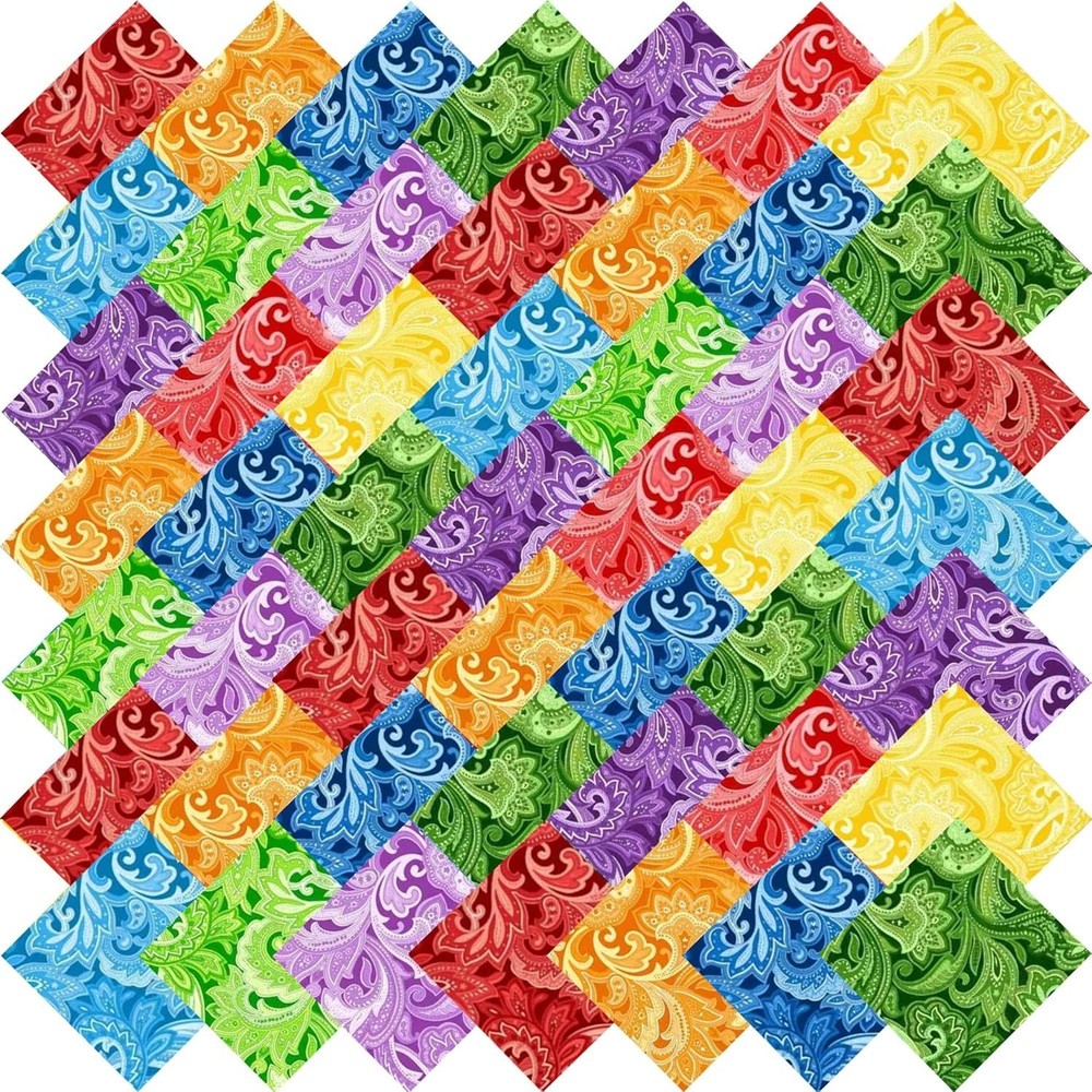100% Cotton 5×5″ Floral Fabric Squares – 50 PCS for Creative Quilting Projects