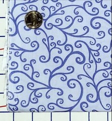 Blue Pastel Vines Scroll Floral Flower Cotton Quilting Fabric 1 3/8 yards only