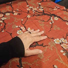 Kokka Japan Haikara 100% Cotton Fabric Plum Blossom Ume Over Brick Red 44″ 5+ yd