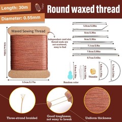 KAQRHFT Repair Sewing Kit, Upholstery Needle and Thread Kit with 32 Brown