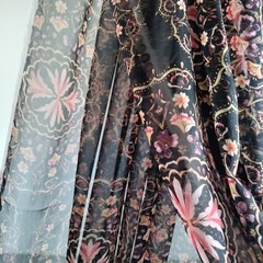 Star Fabrics Inc. Black Floral Sheer Polyester Chiffon Fabric 60×72″