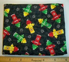 Avlyn “Emergency” Tossed Hydrants and Pawprints on Black Cotton Fat Quarter