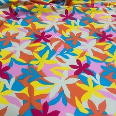 Pastel Colored Flowers Print Stretch Fabric Swimsuit Spandex 60″ wide By Yard