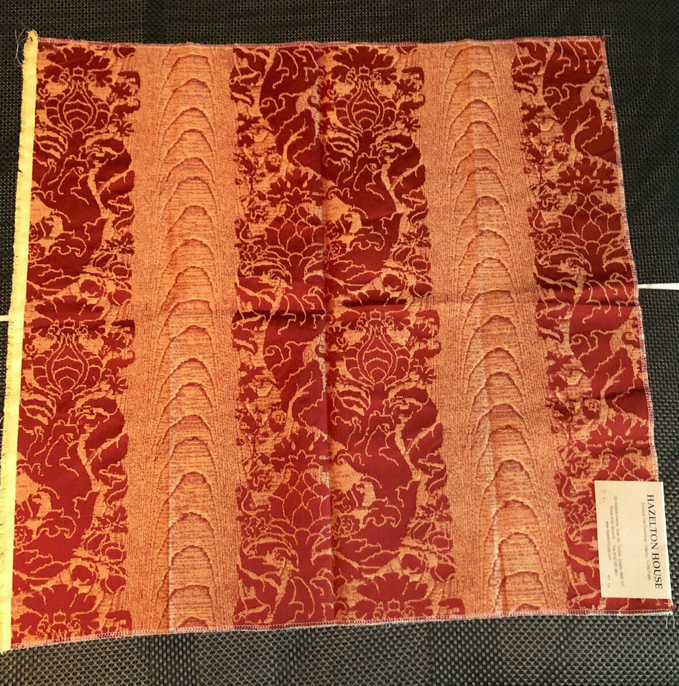 HAZELTON HOUSE Edward Damask Red 26 1/2 x 28″ Jacquard Weave Fabric Sample