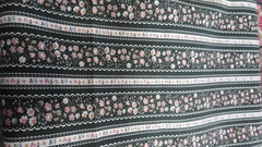Vtg Striped Florals Fabric Unbranded Hunter Green Cotton/Blend Calico 5 Yds x44″