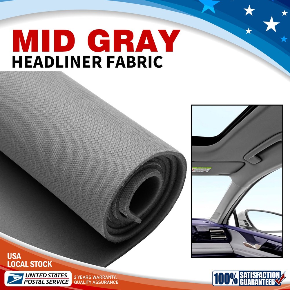Mid-Gray Foam Backing Headliner Fabric for Car Roof Ceiling Liner Replacement