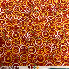 HANCOCK FABRICS – BURGUNDY, RED, GREEN & GOLD GEOMETRIC- BY THE YARD