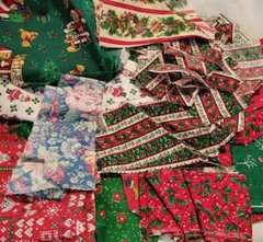3 Pounds 8 Ounces Christmas Fabric Holly Santa B2