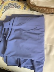 6+ Yards Light Blue Silky Fabric, Probably Polyester