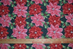 VINTAGE! PINK RED POINSETTIA GLITTER – JOANNS – 2.1 YARDS