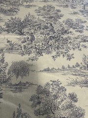 Toile Waverly “Country Life” From Cntry Weekend Collection Fabric Blue/Cream