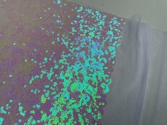 3mm Sequin Fabric Material Sparkling Sequins 120cm Wide Iridescent Pink & White