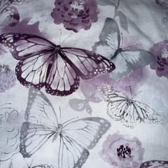 VTG Joann Fabrics Keepsake Calico Purple/Gray Flowers/Butterflies 108” X 42”