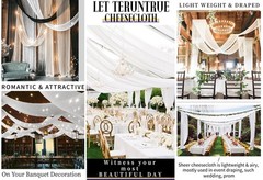 Teruntrue 6 Panel White Ceiling Drapes Wedding Cheesecloth Ceiling Drapes