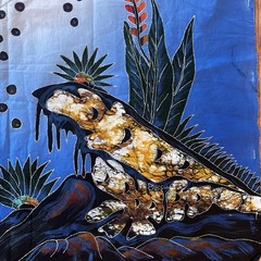 Fish Swimming Bottom Ocean Rocks Seaweed Indonesian Batik Panel