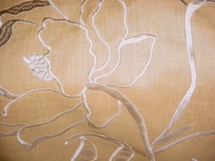 13-3/8Y Mulberry FD553 Hutton Linen Gold Embroidered Floral Upholstery Fabric
