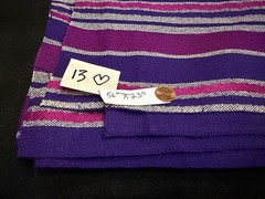 Vintage – 100% WOOL Fabric: FRESH BERRY PURPLES – Striped – NOS – 56” x 23”