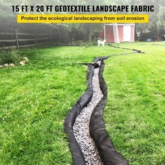 Durable Black Needle-Punched Landscape Fabric – 15ft x 20ft for Gardens & Drains