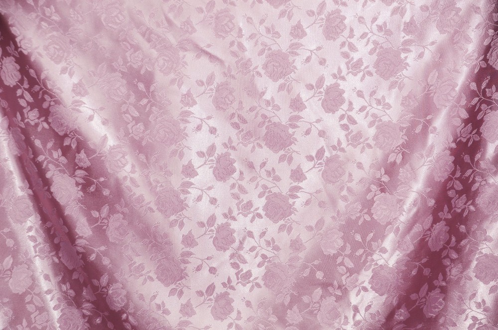 SATIN PINK BROCADE FLORAL JACQUARD BACKDROP FABRIC WEDDING BY YARD HOME DECOR