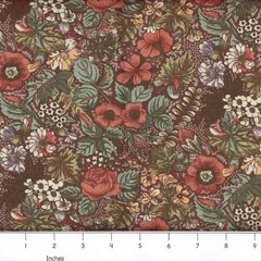 Country Floral Fabric # 10 Brown 100% Cotton Fabric By The Yard/Continuous Yards