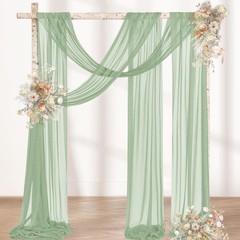 MLMW Sage Green Wedding Arch Draping Fabric 1 Panel 29″ x 20Ft Sheer Wedding …