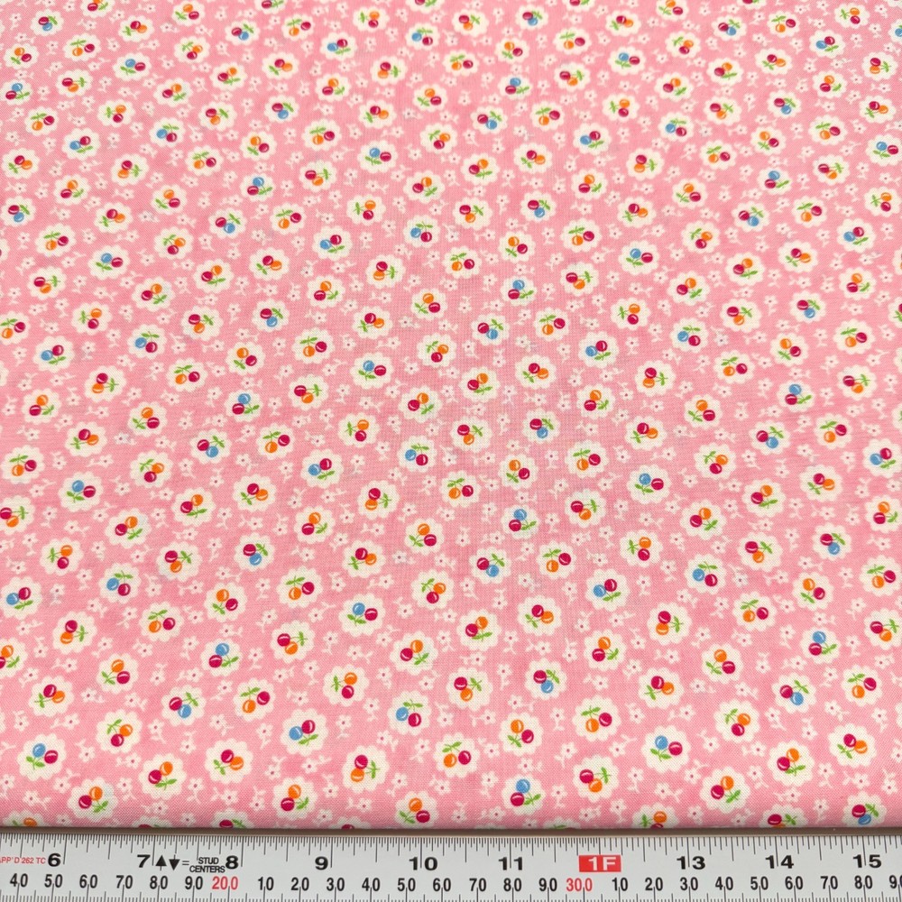 Bandana by Me and My Sister Designs Moda Cherries Pink Cotton by the HALF YARD