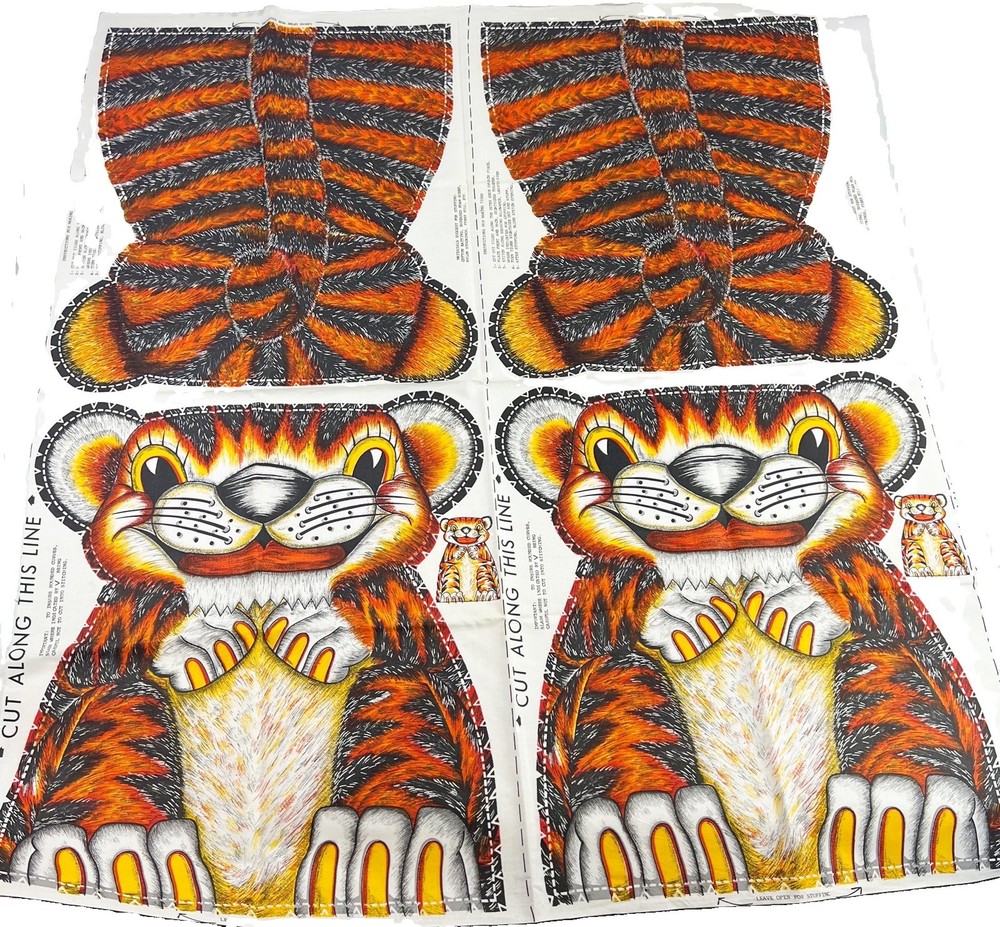 Vintage Multicolor Tiger Cut N Sew Two Panels Pillow 1960s Rare