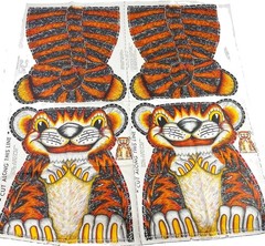 Vintage Multicolor Tiger Cut N Sew Two Panels Pillow 1960s Rare