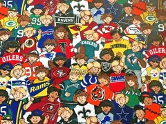 Cotton Quilt Fabric All Sports Teams Fans Football Baseball by 16″x30″