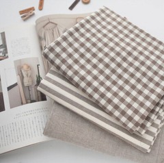 Brown Solid Check Stripe patterned Fabric made in Korea by the Yard