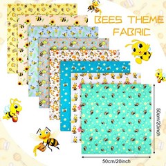 Tatuo 8 Pcs Bee Fabric Honey Pattern Fat 20 x 20 inch, Colorful