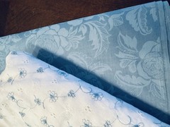 VTG Cotton Chintz Fabric BLUE ROSES on Wedgwood BLUE FRENCH COUNTRY By the YARD