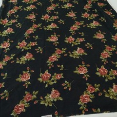 Vintage 90s Sheer Chiffon Fabric Black Rose Floral Grunge 4Y x 44″ Polyester