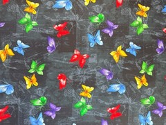 Colorful Butterfly on Black Quilt Fabric 44 x 4.25 Yards Tranquility Garden