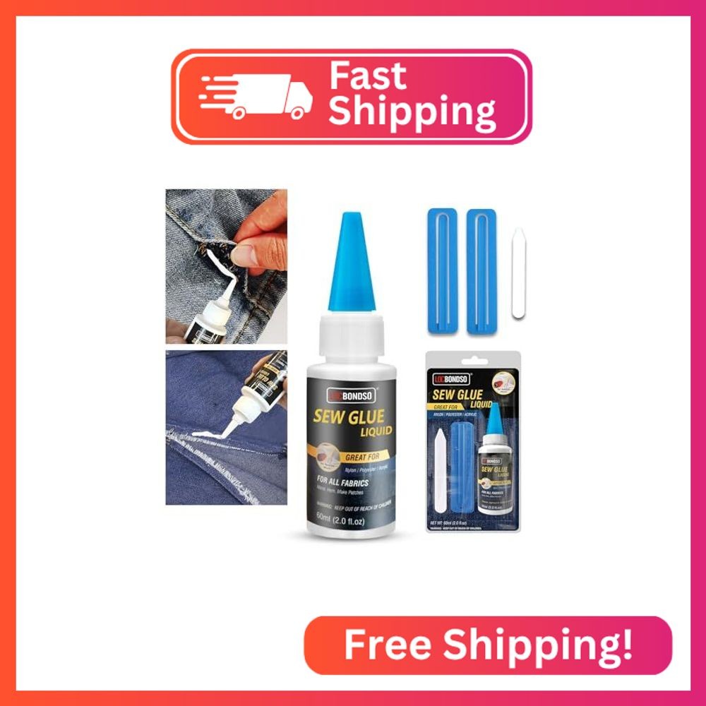 LOCBONDSO Fabric Glue, Liquid Stitch Fabric Glue for Clothing Permanent Washable