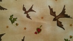 Fabric Red Rooster 2 Pc Fall Design w/Scarecrow Pumpkins & Blackbirds $3.25