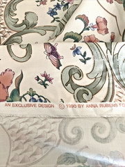 Anna Ruben 1990 Cotton Sateen Fabric Country Cottage Floral Lace Scrolls 4 yds.