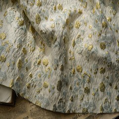 1M Jacquard Gold Embossed Bubble Cloth Fabric Soft Elegant Skirt Dress Material