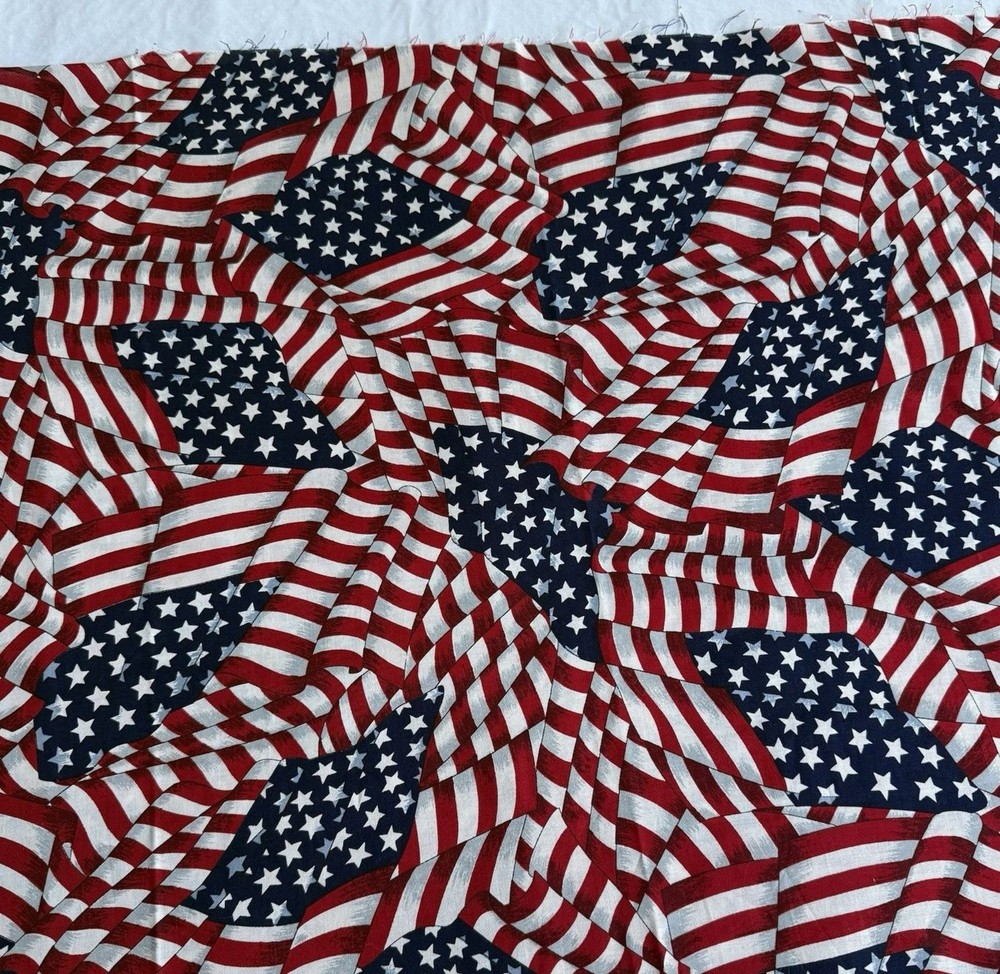 Cranston American Flag Patriotic Antique Look Quilting Cotton Fabric USA BTHY