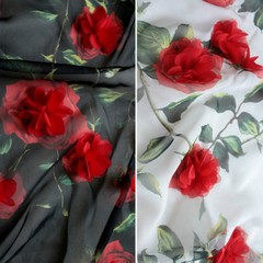 3D Embroidered Flower Sheer Chiffon Fabric Bridal Wedding Dress Cloth 100*150 cm