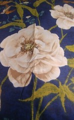 45″ X 1 Yd. Cotton Floral Fabric Blue Multi Birds Dragon Flys Butterflys