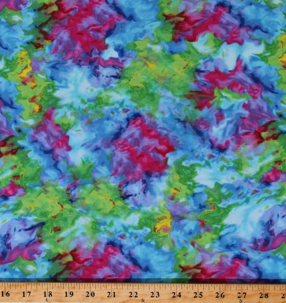 Cotton Colorful Paint Dye Watercolor Rainbow Fabric Print by the Yard D770.88