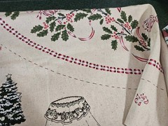 VTG Daisy Kingdom Holly Peppermint Tree Skirt or Tablecloth Fabric Panels