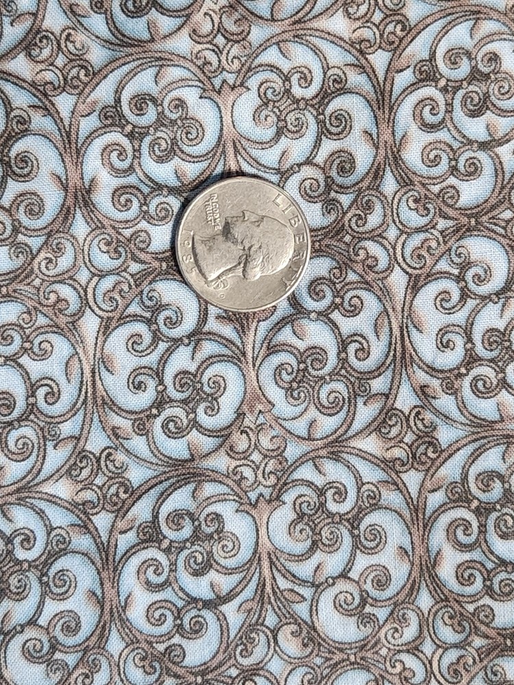 Unbranded, Blue & Golden Brown Cotton Fabric, 28″ X .50 (1/2) Yd